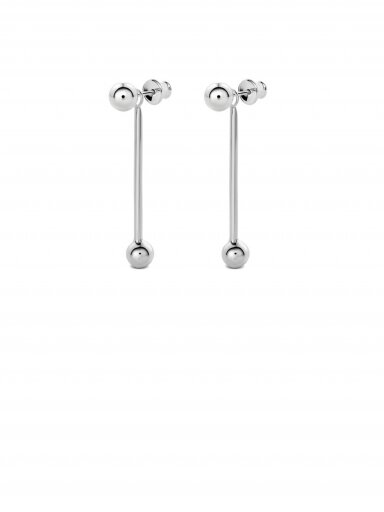 NO MORE auskarai  SHORT BOMB SWINGER EARRINGS SILVER