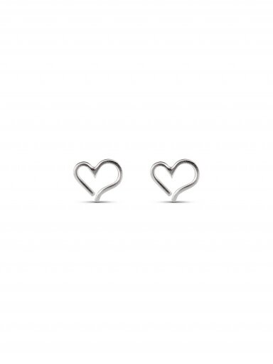 NO MORE  sidabriniai auskarai  OPEN HEART STUD EARRINGS SILVER
