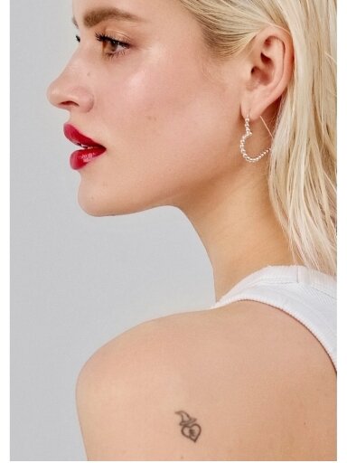 NO MORE  sidabriniai auskarai BOLD HEART HOOPS SILVER