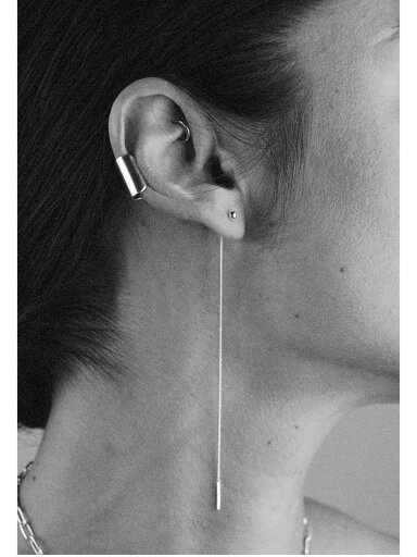 NO MORE  sidabriniai auskarai  PIN UP THREADER CHAIN EARRINGS SILVER
