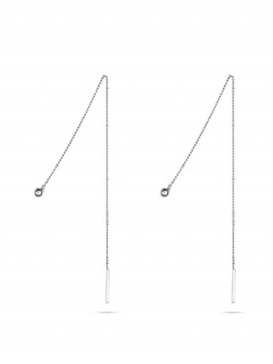 NO MORE  sidabriniai auskarai  PIN UP THREADER CHAIN EARRINGS SILVER