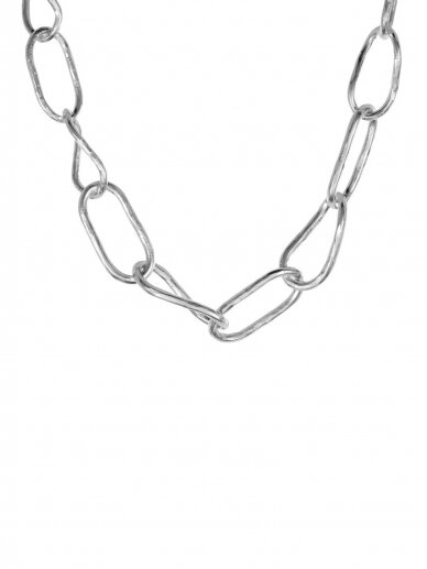NO MORE kaklo papuošalas  BOLD HAMMERED CHAIN NECKLACE SILVER 3