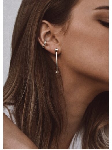 NO MORE auskarai SHORT BOMB SWINGER EARRINGS SILVER 2 NO MORE auskarai SHORT BOMB SWINGER EARRINGS SILVER 2