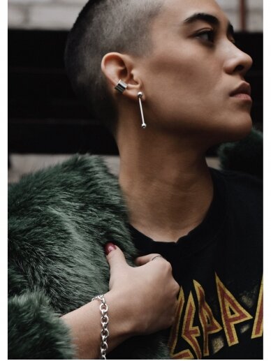NO MORE auskarai SHORT BOMB SWINGER EARRINGS SILVER 3 NO MORE auskarai SHORT BOMB SWINGER EARRINGS SILVER 3