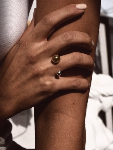 NO MORE žiedas BIG BOMB MULTISIZE RING With one gold plated ball 1 NO MORE žiedas BIG BOMB MULTISIZE RING With one gold plated ball 1