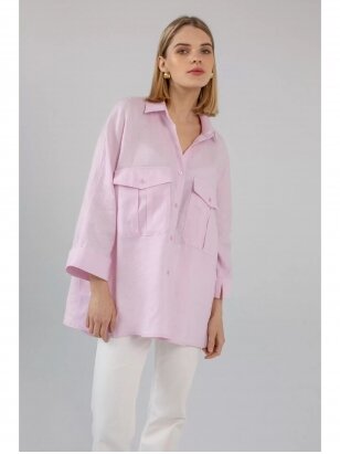ROBI AGNES rožiniai lininiai marškiniai Dori