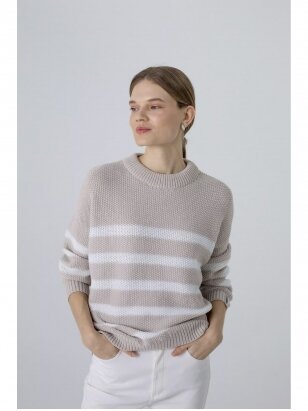 ROBI AGNES smėlinis dryžuotas megztinis Arielle