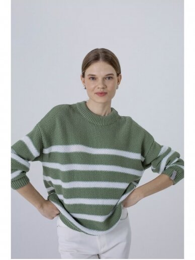 ROBI AGNES  žalias dryžuotas megztinis Arielle    2