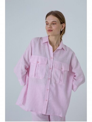 ROBI AGNES rožiniai lininiai marškiniai Dori