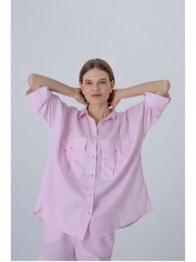 ROBI AGNES rožiniai lininiai marškiniai Dori 2