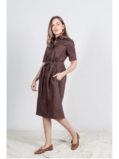 Saviti LININĖ RUDA SUKNELĖ  "TORINO LINEN"