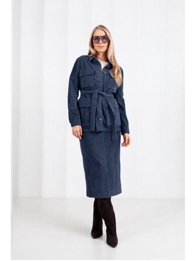 Saviti TAMSIAI MĖLYNAS VELVETINIS MIDI SIJONAS SOHO 3
