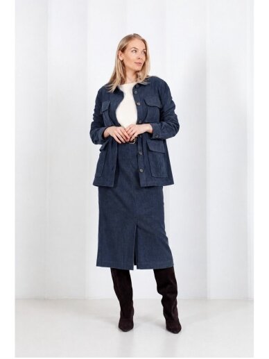 Saviti TAMSIAI MĖLYNAS VELVETINIS MIDI SIJONAS SOHO 4