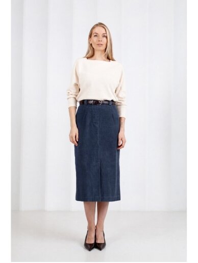Saviti TAMSIAI MĖLYNAS VELVETINIS MIDI SIJONAS SOHO 2