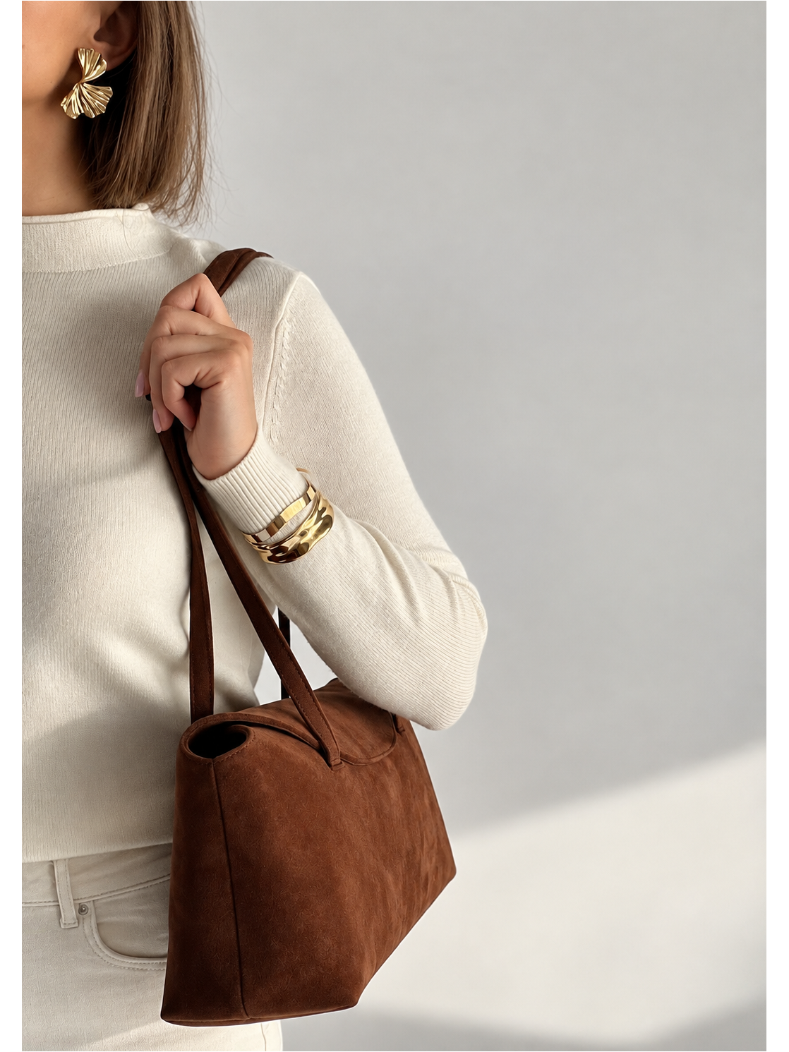 SELENE AMAS Juliette odinė rankinė - Pecan Suede 1