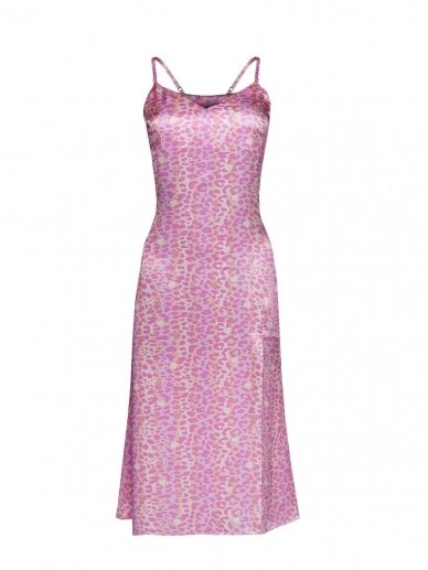 SILE rausva šilkinė suknelė  Purple Leopard Rhapsody